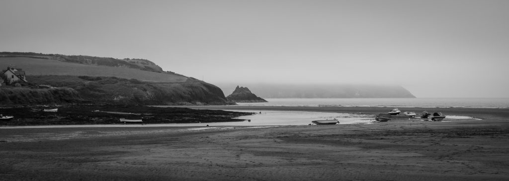 Low tide early morning at the mouth of the River Nevern, Parrog, Pembrokeshire, West Wales